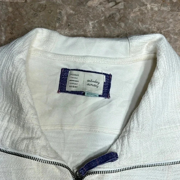 ANTHROPOLOGIE SATURDAY SUNDAY  QUINN CREAM COLOR JACKET,FRONT ZIP, ROLL UP cuff - Picture 6 of 13